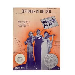 September In The Rain Sheet Music1937 Melody for Two Al Dubin Harry Warren‎